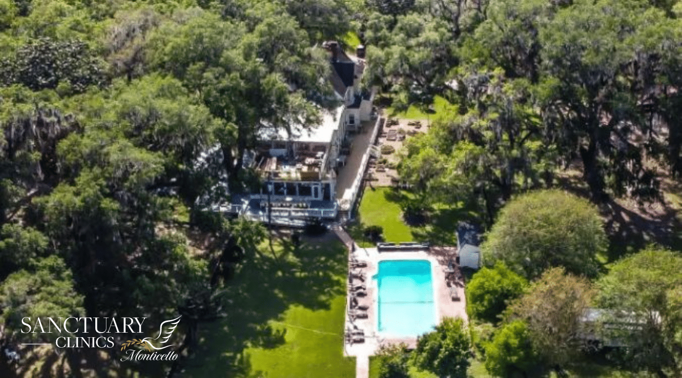 The 80-acre private lake beside the Sanctuary Clinics Honey Lake property in North Florida