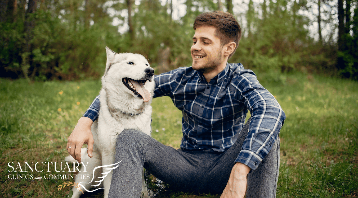 dog at a pet friendly rehab at Sanctuary Clinics